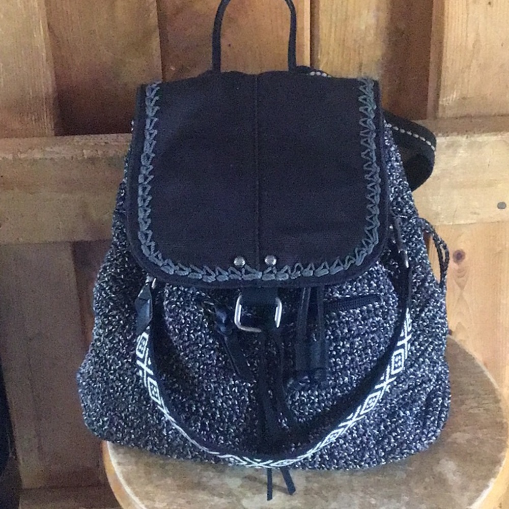 The Sak Black and Gray crochet Women's Backpack 🎒
